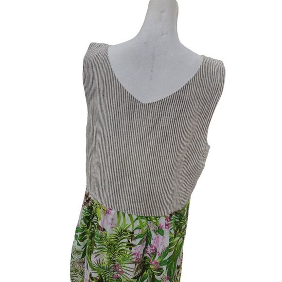 J. Jill Women's Linen Cotton Blend Knee‎ Length Dress with Pockets Tropical - Picture 10 of 11